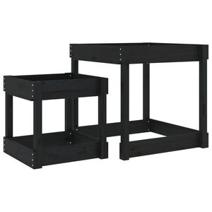 vidaXL Mesas de arena 2 uds madera maciza de pino negro
