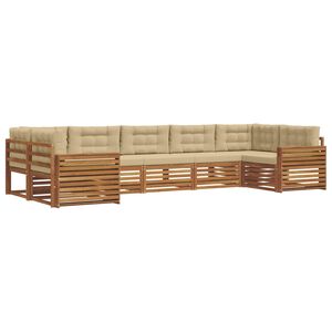 vidaXL Conjunto de sof&aacute;s de exterior con coj&iacute;n 7 pcs Natural y Beige