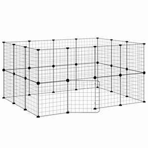 vidaXL Jaula para mascotas de 28 paneles puerta acero negro 140x105x70 cm