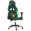 vidaXL Silla gaming de masaje cuero sint&eacute;tico negro y verde