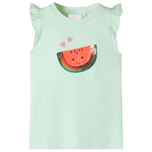 Camiseta infantil de manga volante verde suave 92