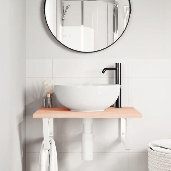 vidaXL Estante de lavabo de pared de acero y madera maciza de roble