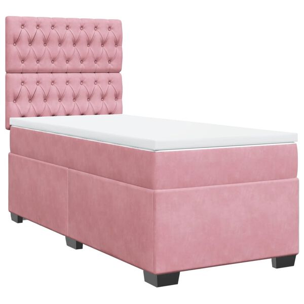 vidaXL Cama box spring con colch&oacute;n terciopelo rosa 80x200 cm