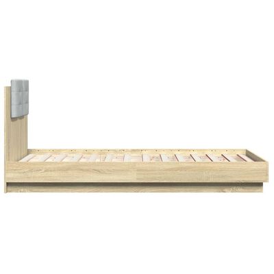 vidaXL Cama con cabecero madera de ingeniería roble Sonoma 75x190 cm