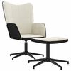 vidaXL Silla de relax con taburete terciopelo y PVC crema