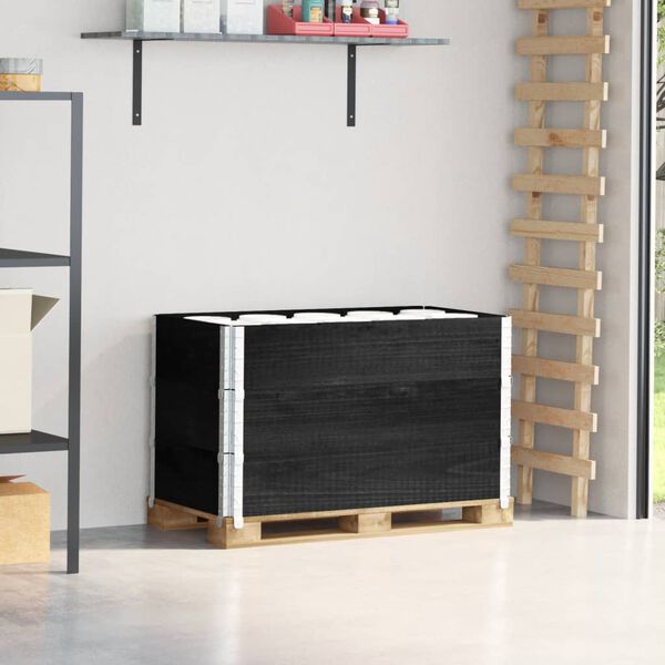 vidaXL Collares de palets 3 uds madera maciza de pino negro 100x50 cm