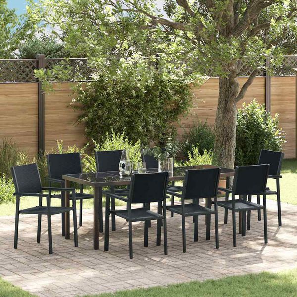 vidaXL Conjunto de Comedor de Jard&iacute;n 9 pcs Negro