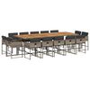 vidaXL Set comedor de jard&iacute;n con cojines 15 pzas rat&aacute;n sint&eacute;tico gris