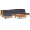 vidaXL Juego muebles de jard&iacute;n y cojines 7 pzas madera maciza acacia