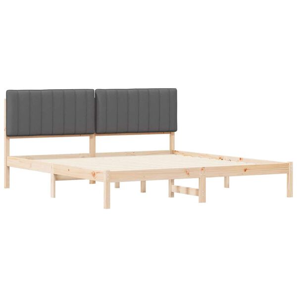 vidaXL Estructura de Cama con Cabecera Tapizada Gris oscuro
