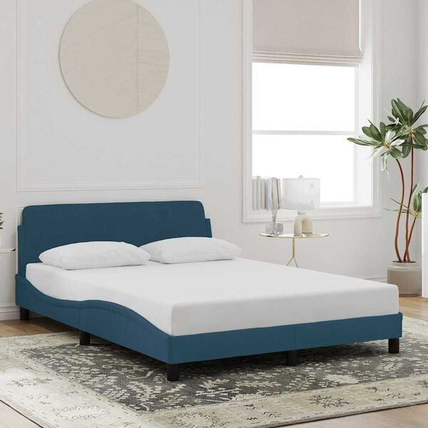 vidaXL Estructura de cama con cabecero Dover terciopelo azul 120x200 cm
