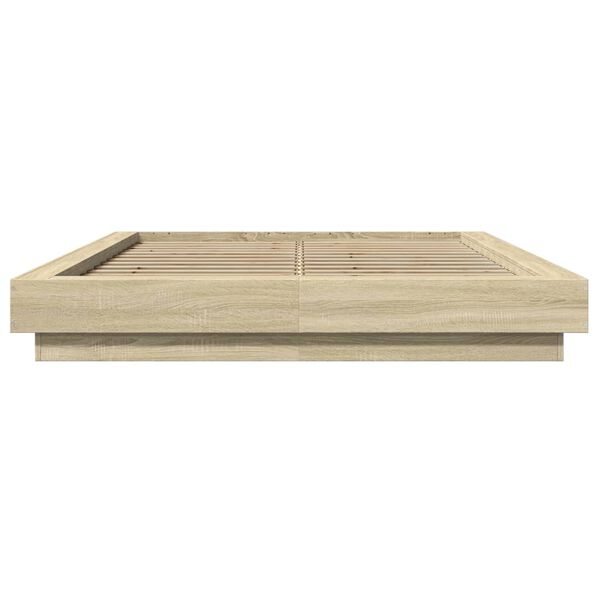 vidaXL Estructura de cama madera de ingenier&iacute;a roble Sonoma 135x190 cm