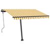 vidaXL Toldo de pie retr&aacute;ctil manual amarillo y blanco 300x250 cm