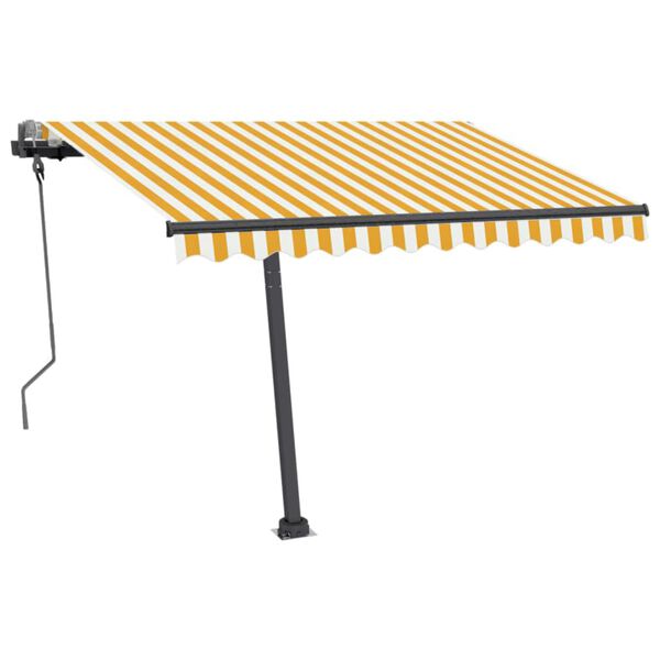 vidaXL Toldo de pie retr&aacute;ctil manual amarillo y blanco 300x250 cm