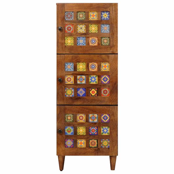 vidaXL Aparador alto Nogal 40 x 33 x 110 cm Madera de mango maciza