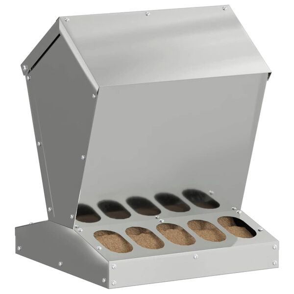 vidaXL Comedero para pollos Plateado 30 x 30 x 39 cm Acero Galvanizado