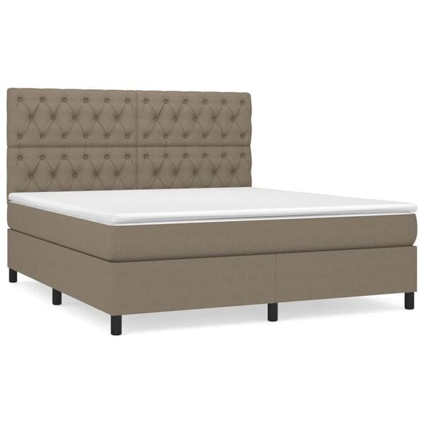 vidaXL Cama box spring con colch&oacute;n tela gris taupe 160x200 cm