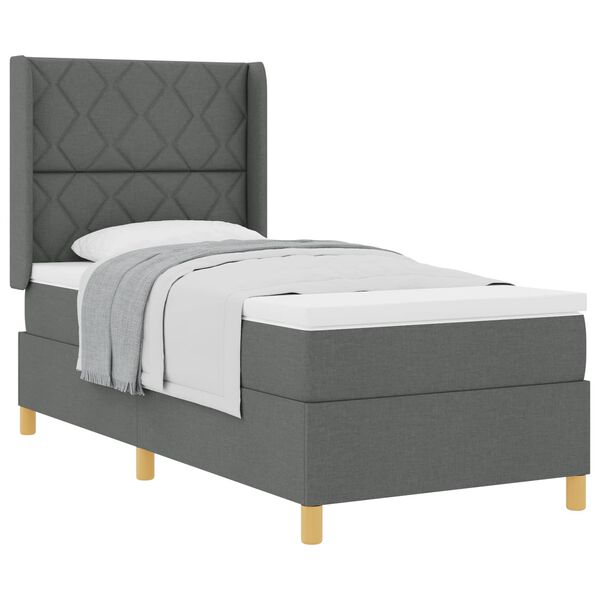 vidaXL Cama tipo Box Spring con colch&oacute;n Gris oscuro 100 x 200 cm tela