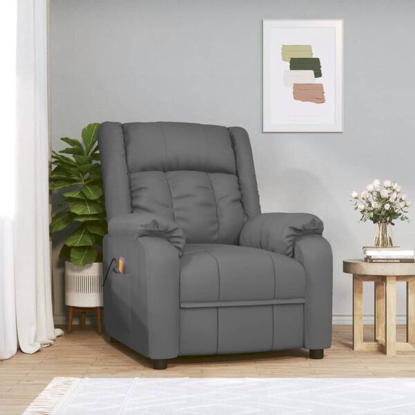 vidaXL Sill&oacute;n de masaje de cuero sint&eacute;tico gris