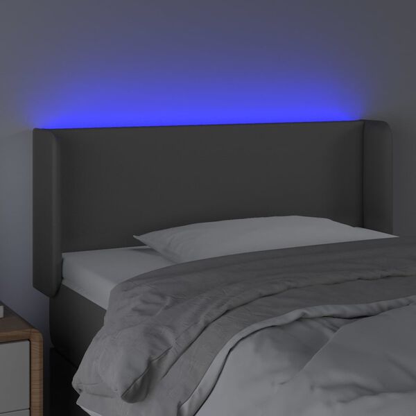 vidaXL Cabecero con LED cuero sint&eacute;tico gris 83x16x78/88 cm