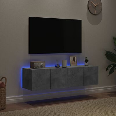 vidaXL Muebles TV de pared luces LED 2 uds gris hormigón 60x35x31 cm