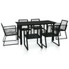 vidaXL Juego de comedor de jard&iacute;n 7 piezas rat&aacute;n PVC negro