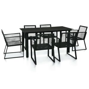 vidaXL Juego de comedor de jard&iacute;n 7 piezas rat&aacute;n PVC negro