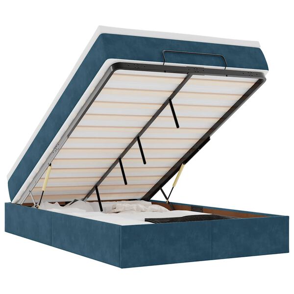 vidaXL Estructura de cama otomana colch&oacute;n terciopelo azul oscuro