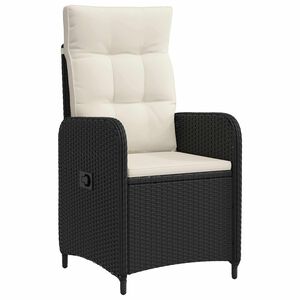 vidaXL Silla de jard&iacute;n reclinable Negro y Blanco Crema