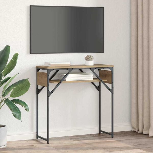 vidaXL MesaConsola Roble artesanal 75x30x75cm Madera de ingenier&iacute;a