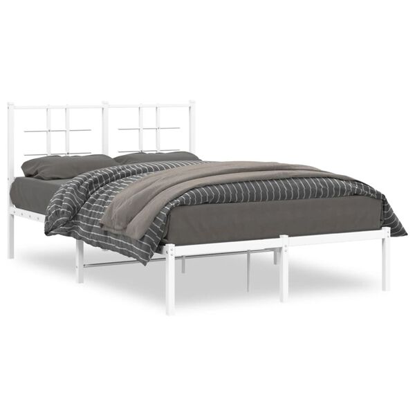 vidaXL Estructura cama sin colch&oacute;n con cabecero metal blanco 120x200cm