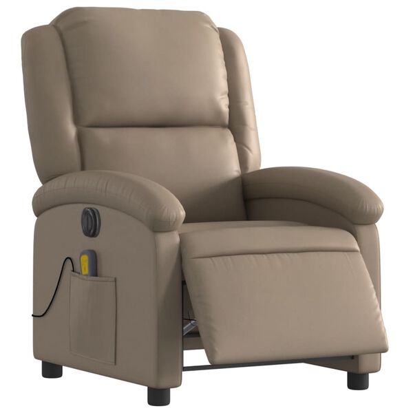 vidaXL Sill&oacute;n reclinable de masaje el&eacute;ctrico cuero sint&eacute;tico capuchino