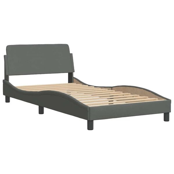 vidaXL Estructura de cama sin colch&oacute;n Hvar tela gris oscuro 100x203 cm