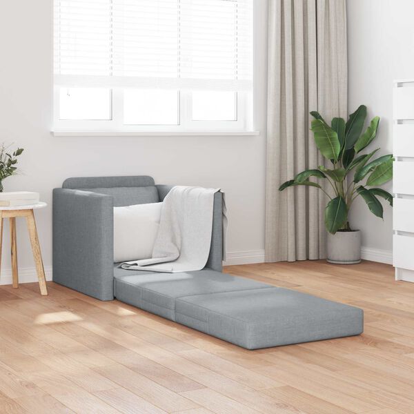 vidaXL Sof&aacute; cama de suelo 2 en 1 tela gris claro 112x174x55 cm
