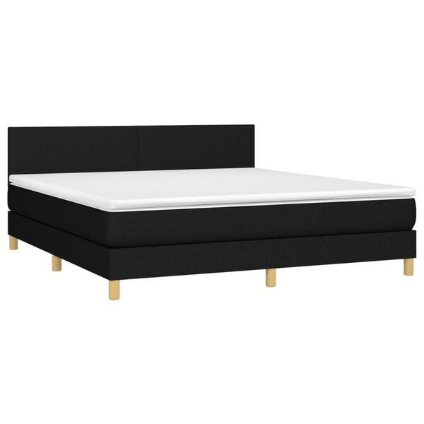 vidaXL Cama box spring con colch&oacute;n LED tela negro 180x200 cm