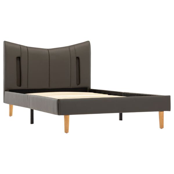 vidaXL Estructura cama y LED cuero sint&eacute;tico gris antracita 100x200 cm