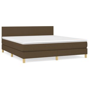 vidaXL Cama box spring con colch&oacute;n tela marr&oacute;n oscuro 160x200 cm