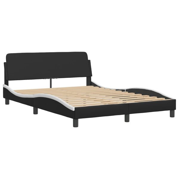 vidaXL Cama con colch&oacute;n Hvar cuero sint&eacute;tico negro y blanco 140x190 cm