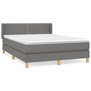 vidaXL Cama box spring con colch&oacute;n tela gris oscuro 140x200 cm