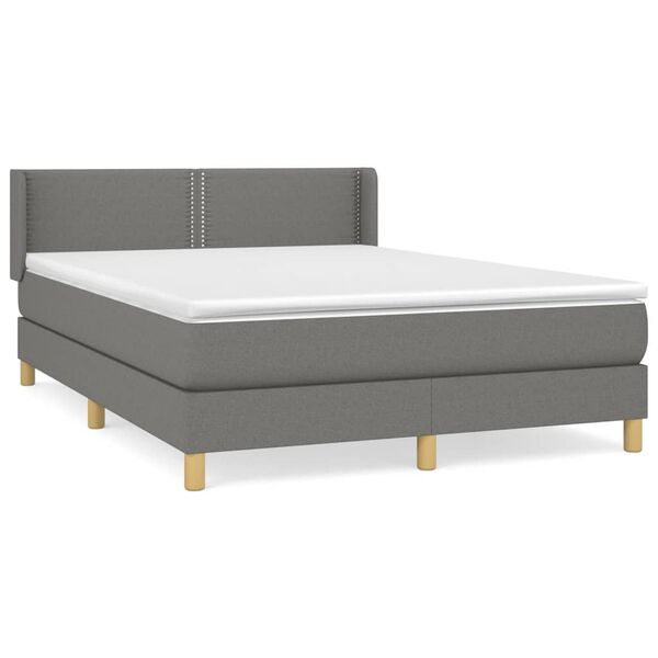 vidaXL Cama box spring con colch&oacute;n tela gris oscuro 140x200 cm