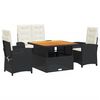 vidaXL Juego comedor jard&iacute;n 4 piezas con cojines rat&aacute;n sint&eacute;tico negro