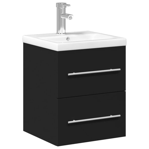 vidaXL Mueble de ba&ntilde;o con lavabo integrado negro
