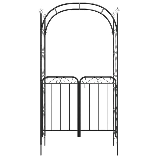 vidaXL Arco de jardín con puerta acero negro 108x45x235 cm