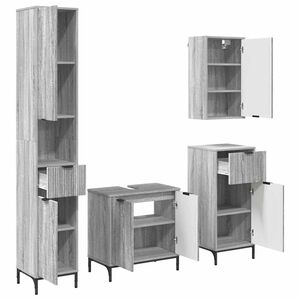 vidaXL Juego de muebles de ba&ntilde;o Gris Sonoma Madera Compuesta, Metal