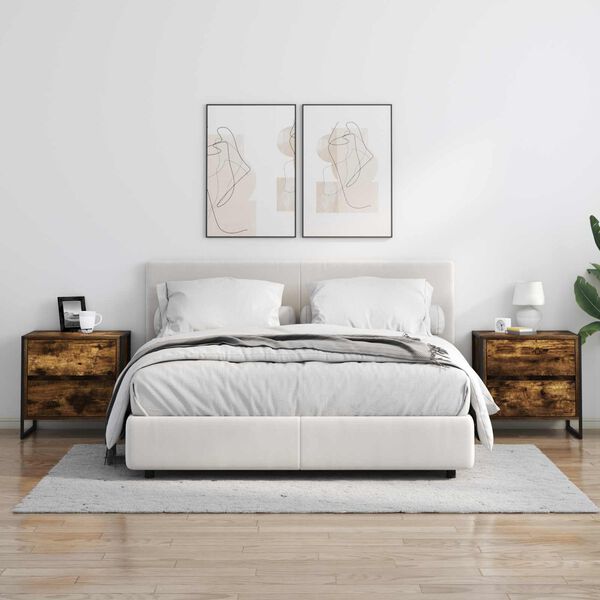 vidaXL Mesa de Noche Roble Humo 50 x 39.5 x 50 cm Madera contrachapada