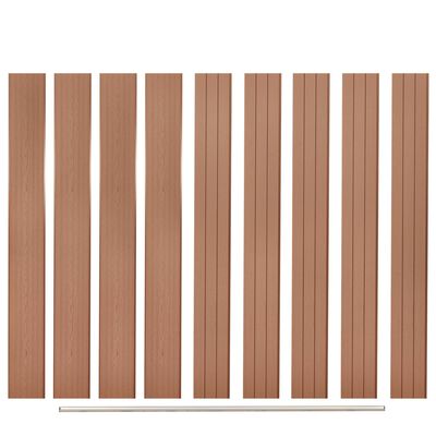 vidaXL Tableros de valla de repuesto 9 uds WPC marrón 170 cm