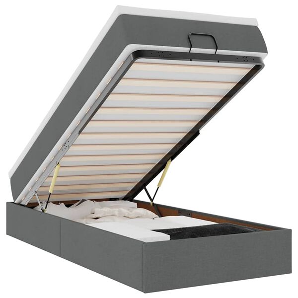 vidaXL Estructura cama otomana colchón tela gris oscuro 90x200cm