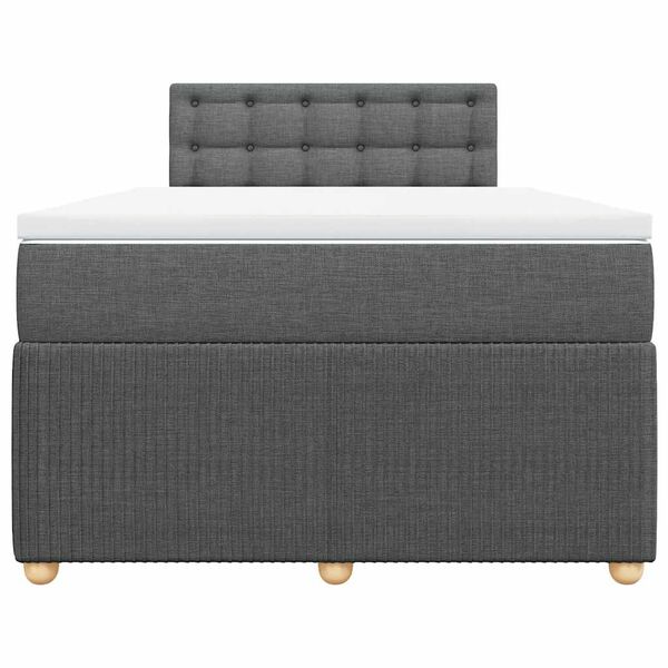 vidaXL Cama box spring con colch&oacute;n tela gris oscuro 120x200 cm
