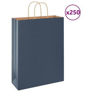 vidaXL Bolsas de papel con asas 250 uds azul 32x12x42 cm