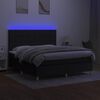 vidaXL Cama box spring colch&oacute;n y luces LED tela negro 180x200 cm